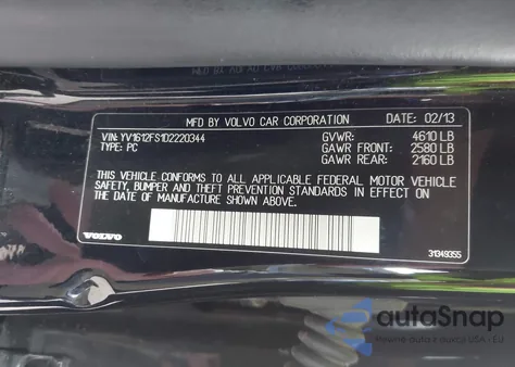 2013 Volvo S60 T5 из США, поврежденный, VIN YV1612FS1D2220344